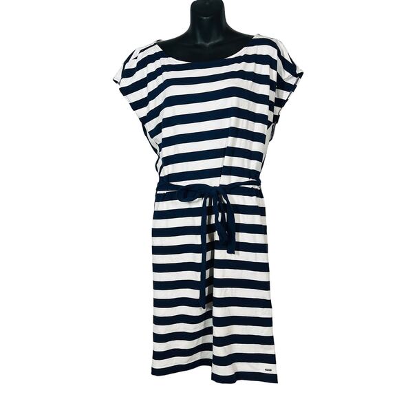 Tommy Hilfiger Sailor Stripe Sheath Dress Blue White Cap Sleeve - XXL - Picture 1 of 4